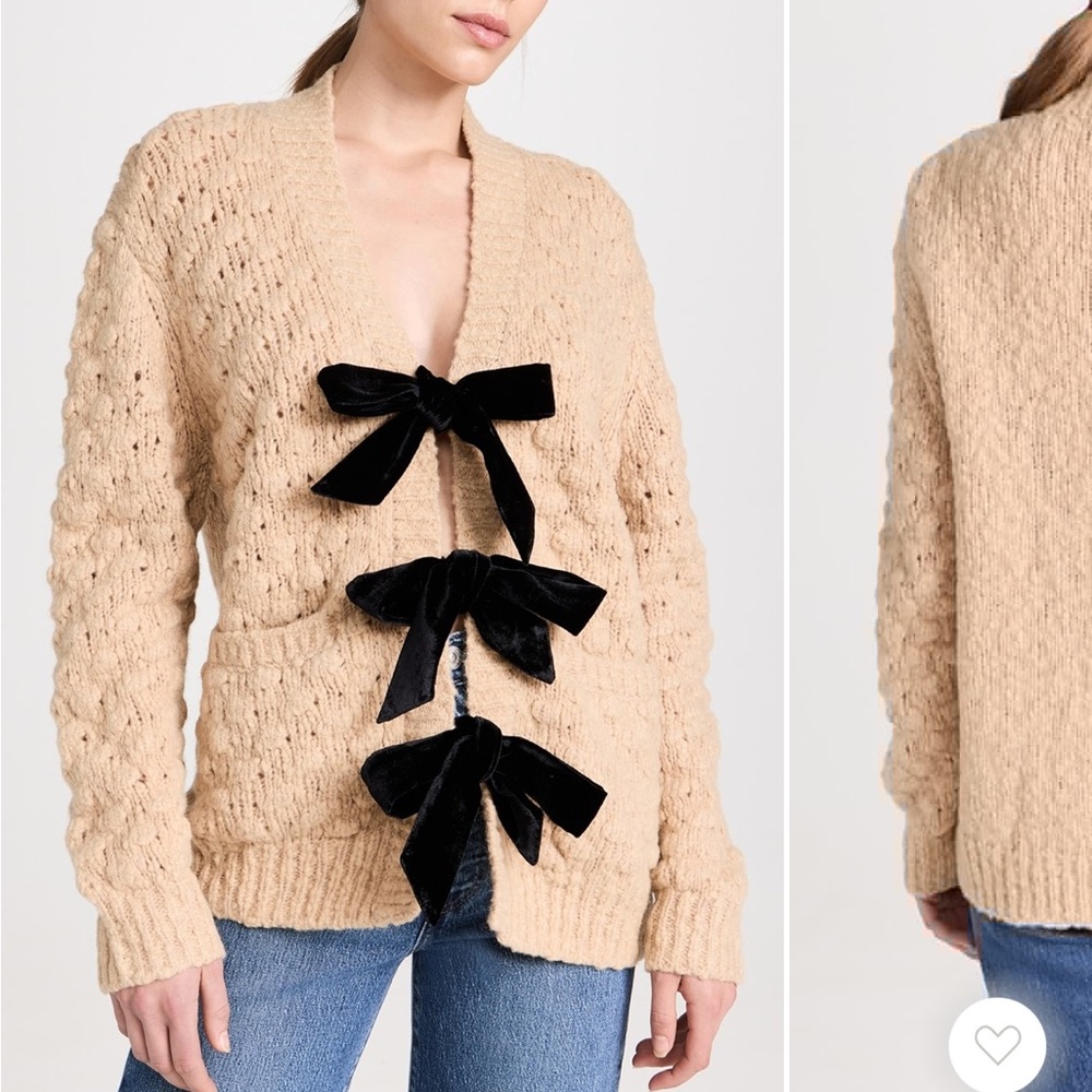 SEA NEW YORK Camel Teresa Bow Tie Long Sleeve Cardigan
